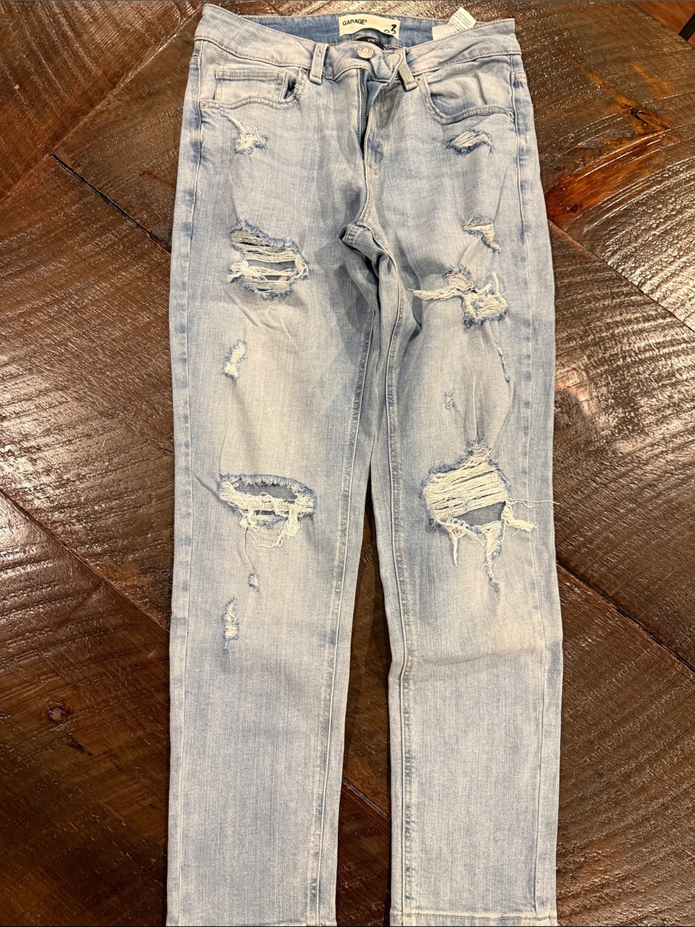 Garage Light Blue Distressed Skinny Jeans
